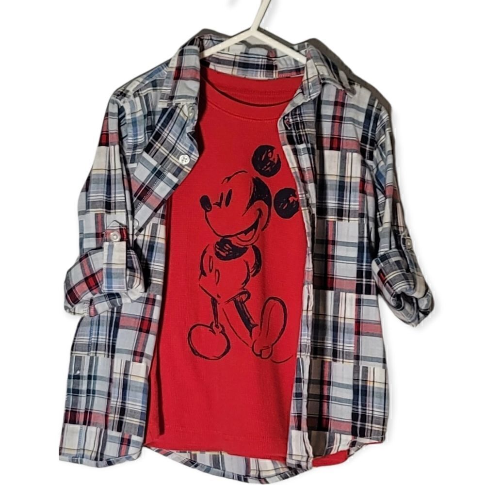 Boys thermal top and long sleeve button down shirt 4T